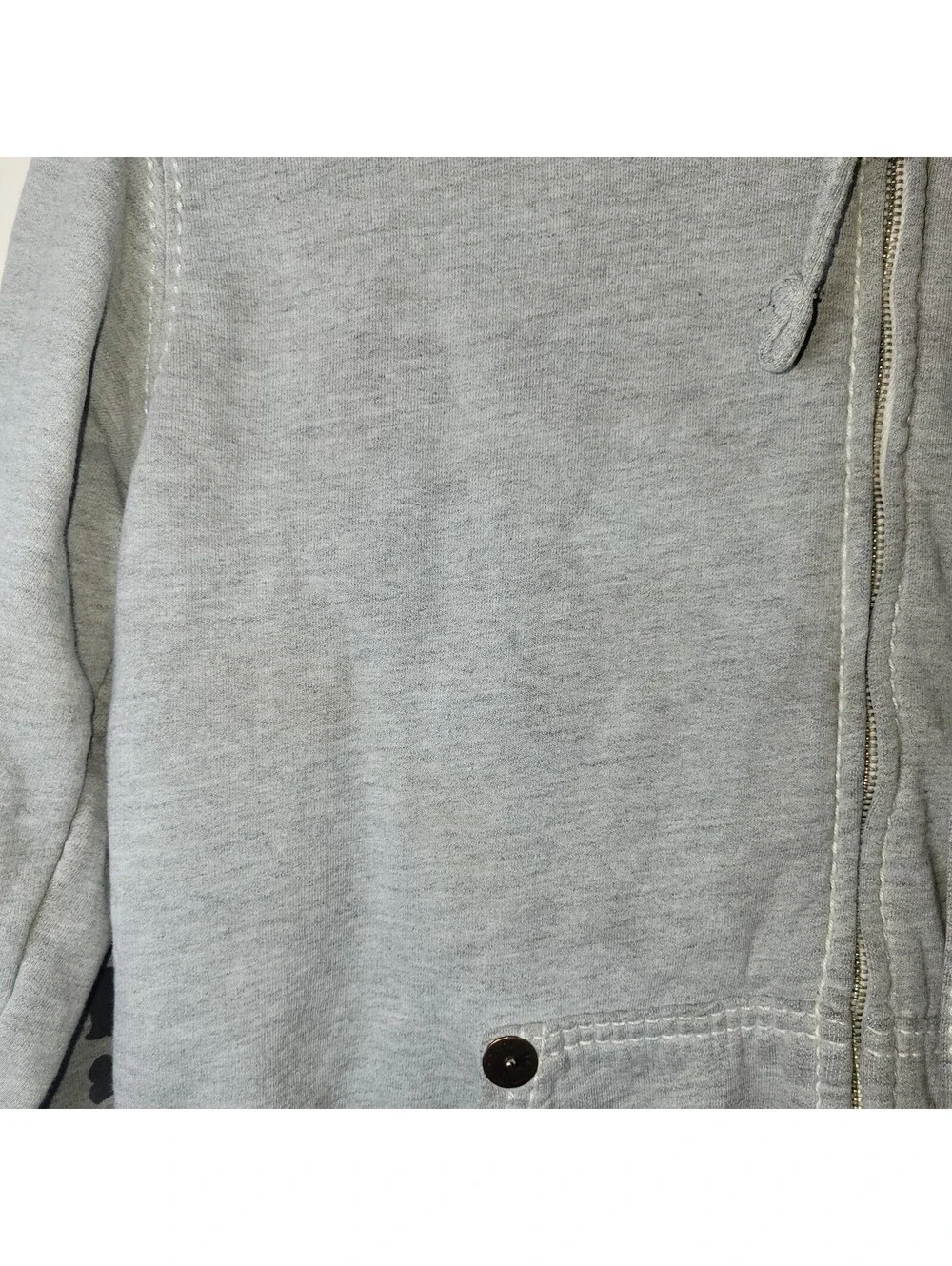 VTGTrue Religion Men's Gray Full Zip Hoodie Big T Stitching Sleeve Size M READ